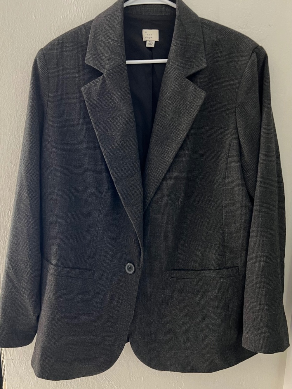 New Day Gray Glen Plaid Blazer Jacket Boyfriend Oversized Women's Size XXL